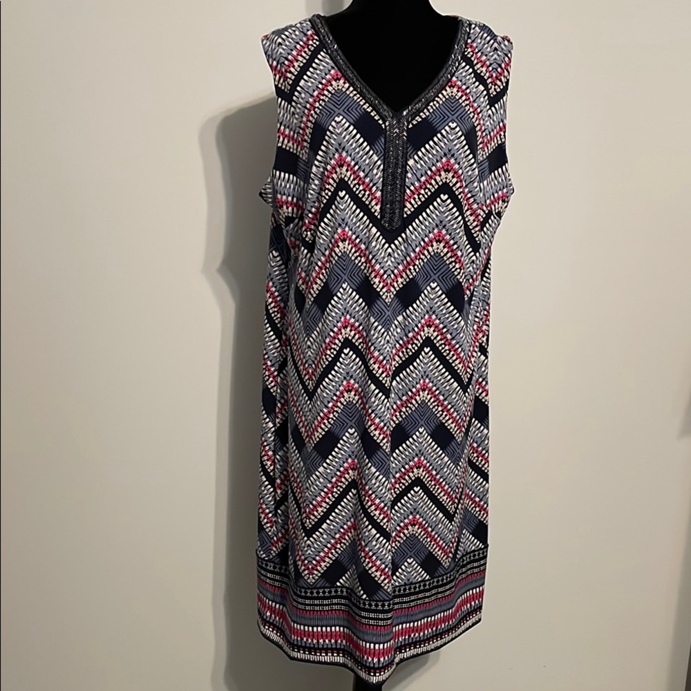 JM Collection Chevron Pattern Sleeveless Dress